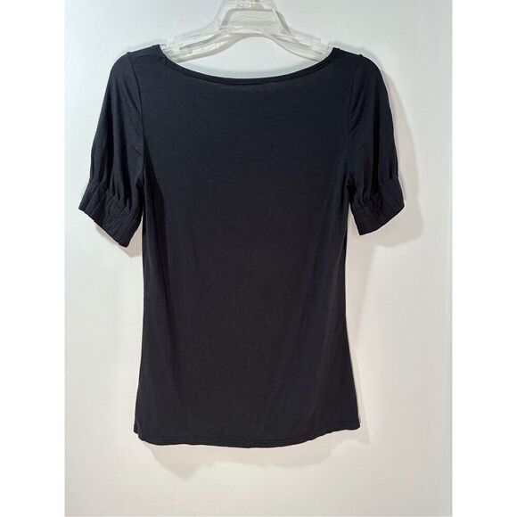 Ellie Tahari women’s scoop neck black short sleeve top size Small #43-1621 - Picture 3 of 3